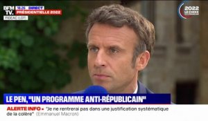 Emmanuel Macron affirme que le programme de Marine Le Pen est "un programme anti-républicain"