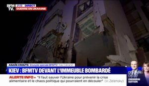 Ukraine: les images BFMTV de l'immeuble bombardé à Kiev