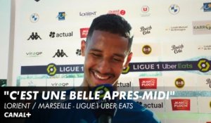 La réaction de William Saliba après Lorient / Marseille - Ligue 1 Uber Eats