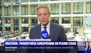 Emmanuel Macron participe à un Sommet européen, en pleine crise politique en France