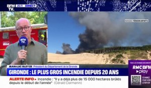Gironde: "C'est un feu qui va s'étendre [...] nous devons arriver à le contraindre dans son périmètre" selon Jean-Luc Gleyze, président du département de la Gironde