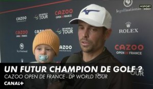 Adrien Saddier avec son petit Nathan "Ca fait plaisir d'avoir une vie de papa et une vie de golfeur..."