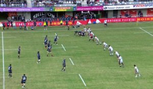 TOP 14 - Essai de Masivesi DAKUWAQA (MHR) - Montpellier Hérault Rugby - Section Paloise - Saison 2022:2023