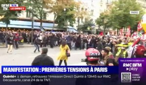 Contre la vie chère : Images des incidents de la manifestation à Paris du 18 octobre 2022 à Paris avec les incidents qui écaltent
