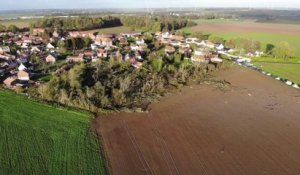 Le village de Bihucourt filmé par un drone au lendemain du passage de la tornade