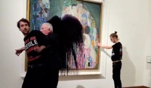 Des militants écologistes aspergent de liquide noir un chef d'oeuvre de Klimt