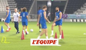 Benzema et Varane participent à l'entraînement collectif - CM 2022 - Bleus