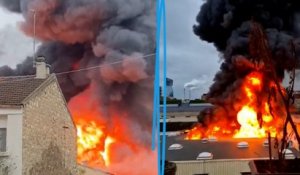 Un entrepôt de 4000m2 détruit par les flammes à Ivry-sur-Seine