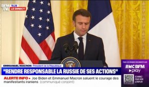 Emmanuel Macron: "Nous avons décidé de continuer à agir ensemble [avec les États-Unis] pour aider la population ukrainienne à résister"
