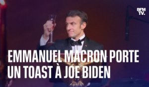 "Vive l'amitié entre nos deux pays!": le toast d'Emmanuel Macron à Joe Biden à la Maison Blanche