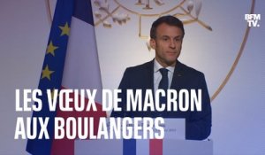 Les vœux d'Emmanuel Macron face aux boulangers en crise