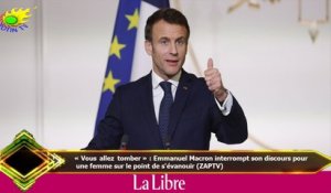 « Vous allez tomber » : Emmanuel Macron interrompt son discours pour  une femme sur le point de s'év
