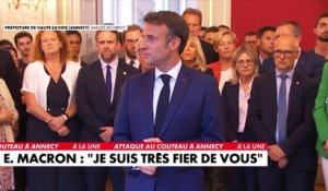 «Je suis très fier de vous», déclare Emmanuel Macron aux personnes qui sont intervenues pendant et après l’attaque au couteau à Annecy