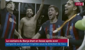 Finale - Le vestiaire du Barça en fête !