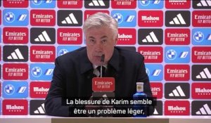 Real Madrid - Ancelotti : "La blessure de Benzema semble être un problème léger"