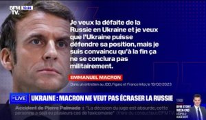 Ukraine: Macron dit vouloir "la défaite" de la Russie, mais sans l'"écraser"