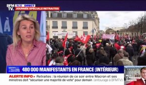 Retraites: 480.000 manifestants en France, selon le ministère de l'Intérieur