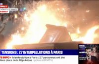 Paris: des feux de poubelles allumés aux abords de la place de la Bastille
