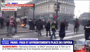Paris: des tensions place de l'Opéra en marge de la manifestation contre la réforme des retraites