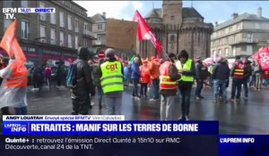 Retraites: manifestation à Vire dans le Calvados, fief d'Élisabeth Borne