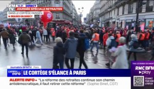 Retraites: le cortège parisien s'élance depuis place de l'Opéra