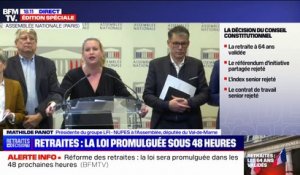 Mathilde Panot (LFI): "Que la loi soit jugée constitutionnelle ne fait pas que notre opposition faiblit contre cette réforme des retraites à 64 ans"