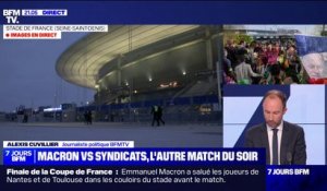 Finale de la Coupe de France: les images d'Emmanuel Macron serrant les mains des joueurs ont bien été diffusées en direct, mais n'ont pas été retransmises dans le stade