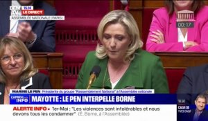 "Qu'allez-vous faire pour Mayotte?': Marine Le Pen interpelle Élisabeth Borne et appelle à "la mise en place d'une politique dissuasive d'immigration"