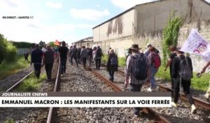 Visite d'Emmanuel Macron à Saintes : des dizaines de manifestants sur la voie ferrée