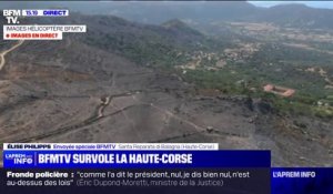 Haute-Corse: BFMTV survole la zone incendiée avec les pompiers