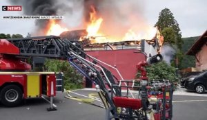 Les images de l’incendie qui s’est produit ce matin dans un gîte pour handicapés près de Colmar - Onze personnes "potentiellement" décédées, selon la préfecture - VIDEO