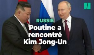 Vladimir Poutine et Kim Jong-un échangent une poignée de main au cosmodrome de Vostotchny