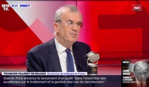 Croissance à 0.9%: "C'est mieux que ce qu'on attendait" affirme François Villeroy de Galhau, gouverneur de la Banque de France