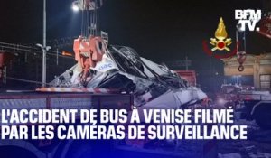 Accident de bus à Venise: le moment où le véhicule tombe du pont filmé par des caméras de surveillance