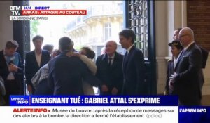 Gabriel Attal arrive à la Sorbonne pour la remise du prix "Samuel Paty"