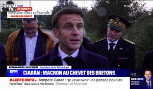 Tempête Ciarán: "Le bilan humain est extrêmement réduit, je veux remercier l'ensemble des services de l'État", déclare Emmanuel Macron