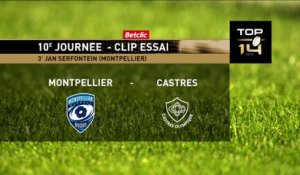 TOP 14 - Essai de Jan SERFONTEIN (MHR) - Montpellier Hérault Rugby - Castres Olympique