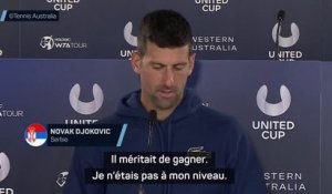 United Cup - Djokovic : "Je n'étais pas à mon niveau"