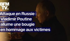 Attaque en Russie: Vladimir Poutine allume une bougie en hommage aux victimes