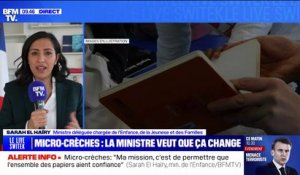 Micro-crèches: "Je ne veux pas laisser s'installer un scandale ou un drame" affirme Sarah El Haïry, ministre déléguée chargée de l'Enfance, de la Jeunesse et des Familles
