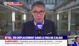 Premier déplacement de Gabriel Attal dans le Pas-de-Calais: "Il a raison d'aller au devant de celles et ceux qui sont dans le désarroi", réagit Olivier Faure (PS)