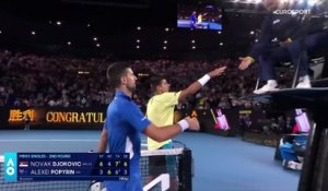 La rage de Djokovic après sa victoire contre Popyrin