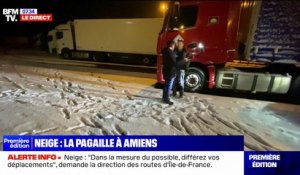 "On ne voit pas le verglas": ce chauffeur de poids lourd s'est arrêté par précaution sur une aire d'autoroute à Amiens
