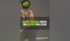 Miguel Performs Pierced and Hanging From Ceiling
