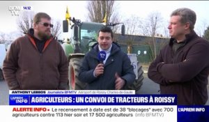 Val-d'Oise: le convoi d'agriculteurs est arrivé aux abords de l'aéroport de Roissy Charles-de-Gaulle