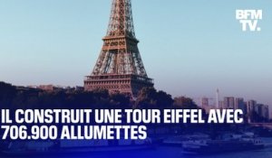 Richard Plaud a construit une tour Eiffel avec 706.900 allumettes et il espère battre le record du monde