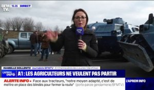 Sur l'A1, les agriculteurs continuent de faire face aux blindés de la gendarmerie