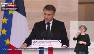 Hommage aux victimes françaises du 7 octobre: "Nos cœurs se serrent aux échos du Bataclan, de Nice ou de Strasbourg", déclare Emmanuel Macron