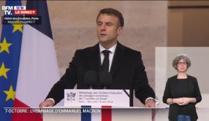 Hommage aux victimes françaises du 7 octobre: "Rien ne saurait justifier ni excuser ce terrorisme", affirme Emmanuel Macron