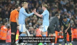 Man City - Guardiola : "Pas besoin d'étudier à Harvard pour comprendre qu'Haaland et De Bruyne nous aident à gagner"